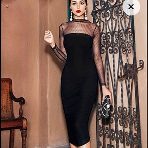 Pretty little thing mesh midi black dress